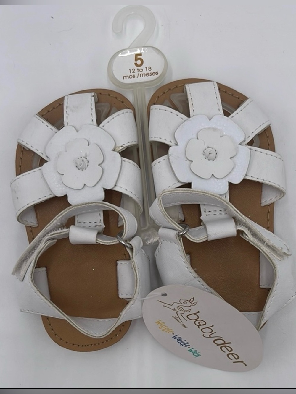 NWT Baby Deer White Floral Baby Sandals